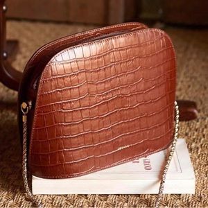 Sézane CROCO VICTOR BAG Camel Brown Beautiful Condition!